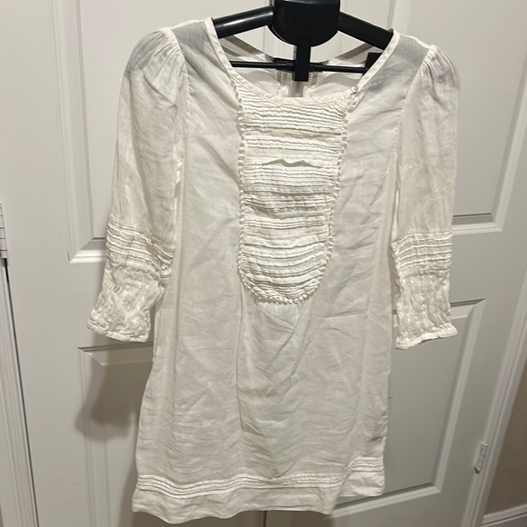 Zara Dresses & Skirts - Zara White Pleated Puff Sleeve Dress size Large box 5